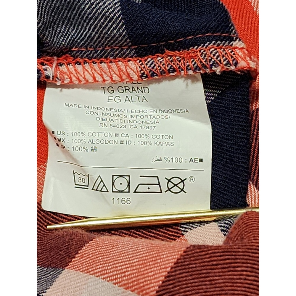 Old Navy Plaid Flannel Boyfriend‎ Shirt XL Tall Red Blue - Picture 4 of 9